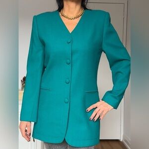 Vintage Braemar by Jeremy Scott Teal Green Wool Blazer